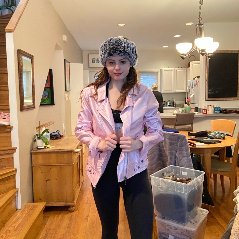 Pink faux leather jacket